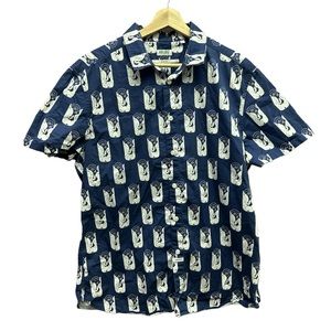 Kenzo Short-Sleeve Slim Graphic Button-Front Shirt in Blue